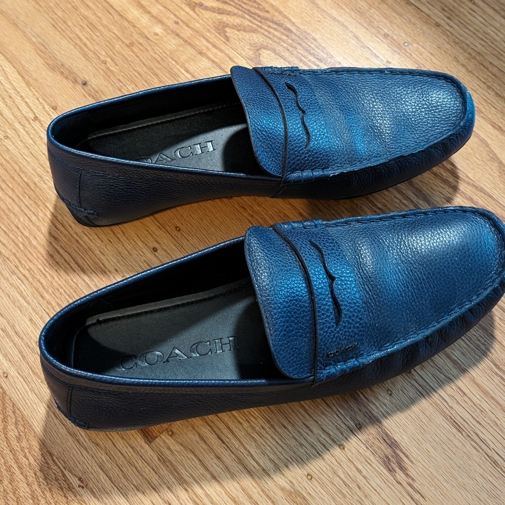 Men's Coach blue leather loafers